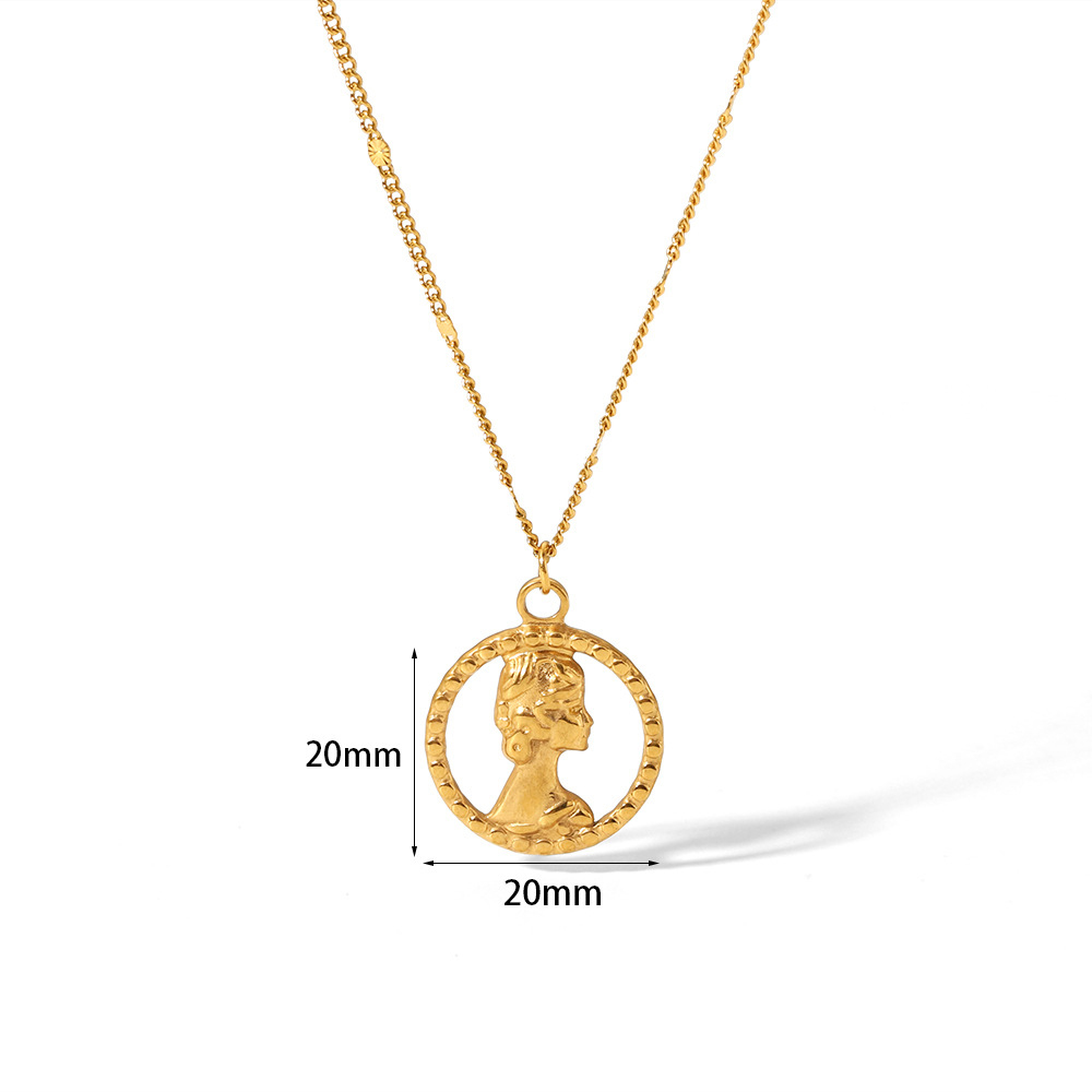 Round Pendant  Necklace Stainless Steel