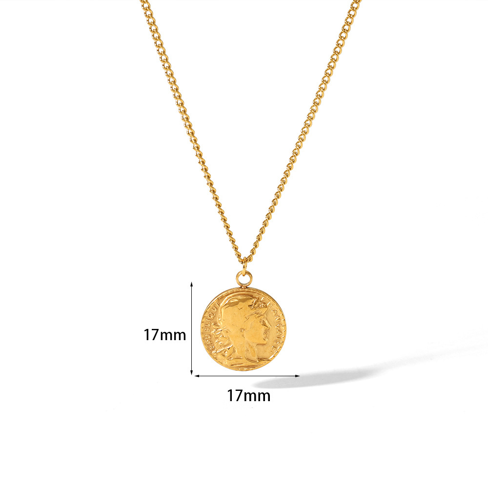 Round Pendant  Necklace Stainless Steel