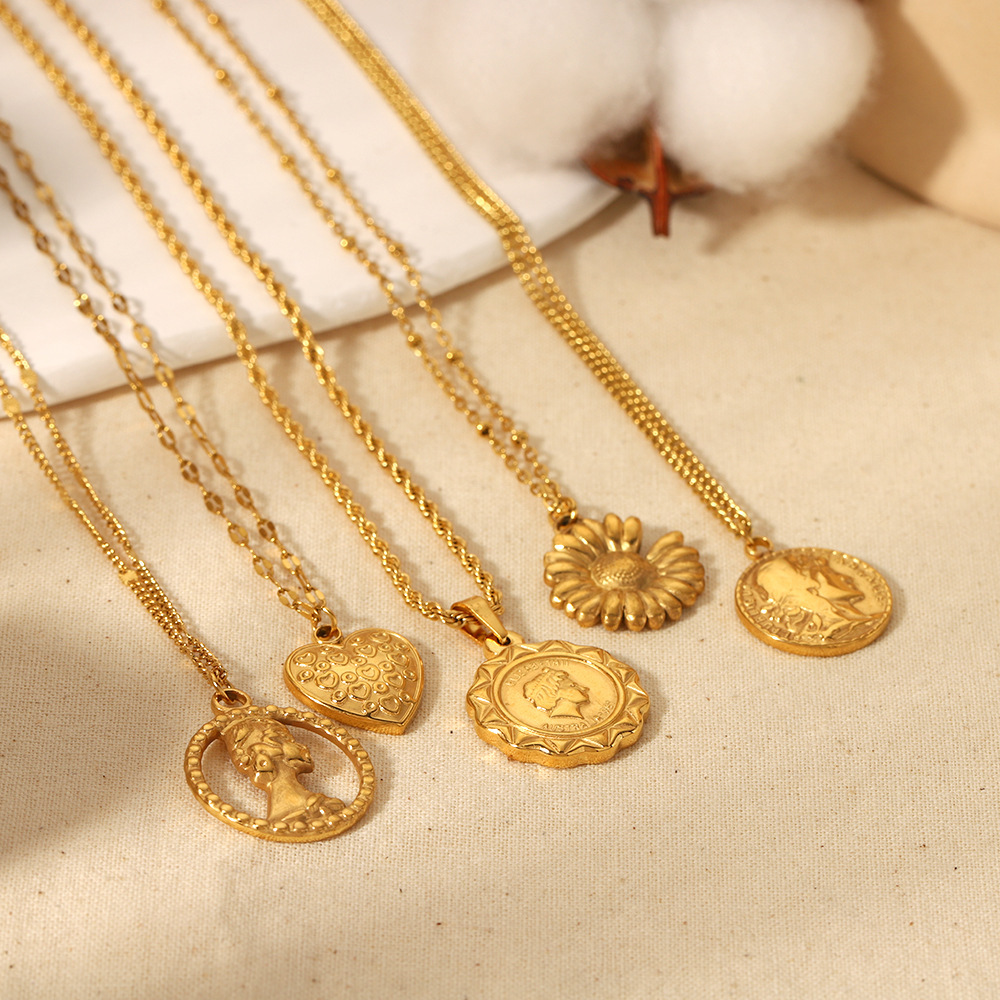 Round Pendant  Necklace Stainless Steel