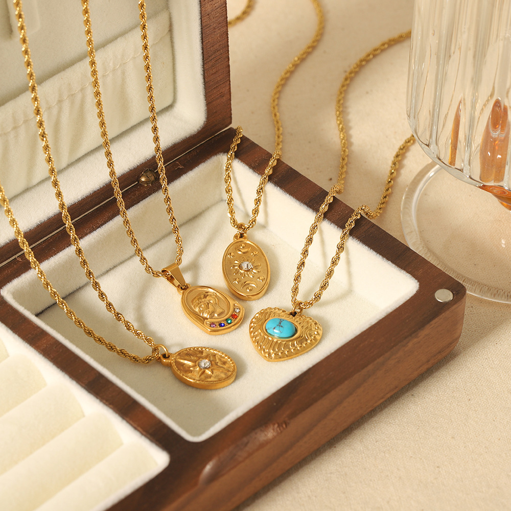 Vintage Twist Necklace with Rhinestone & Octopus Pendant