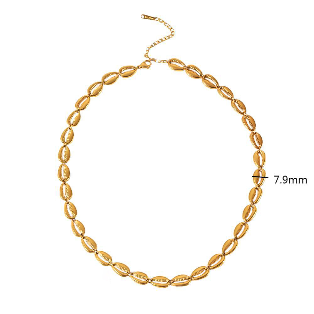 Individual Stainless Steel Shell Link Necklace in Vacuum Plating