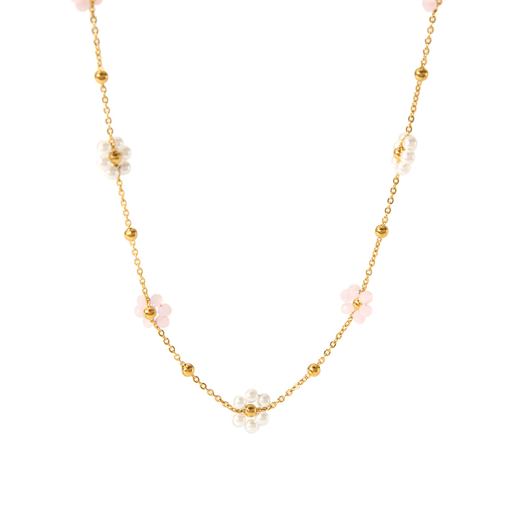 Ins Cute Colourful Flower PVD Plated Stainless Steel Necklace