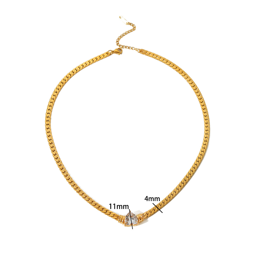 INS Love Heart Colourful Zirconia Necklace 18K Gold Stainless Steel