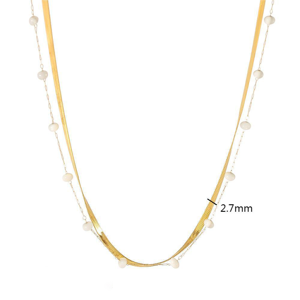 Vintage Double Layered Necklace Pvd Plated Stainless Steel