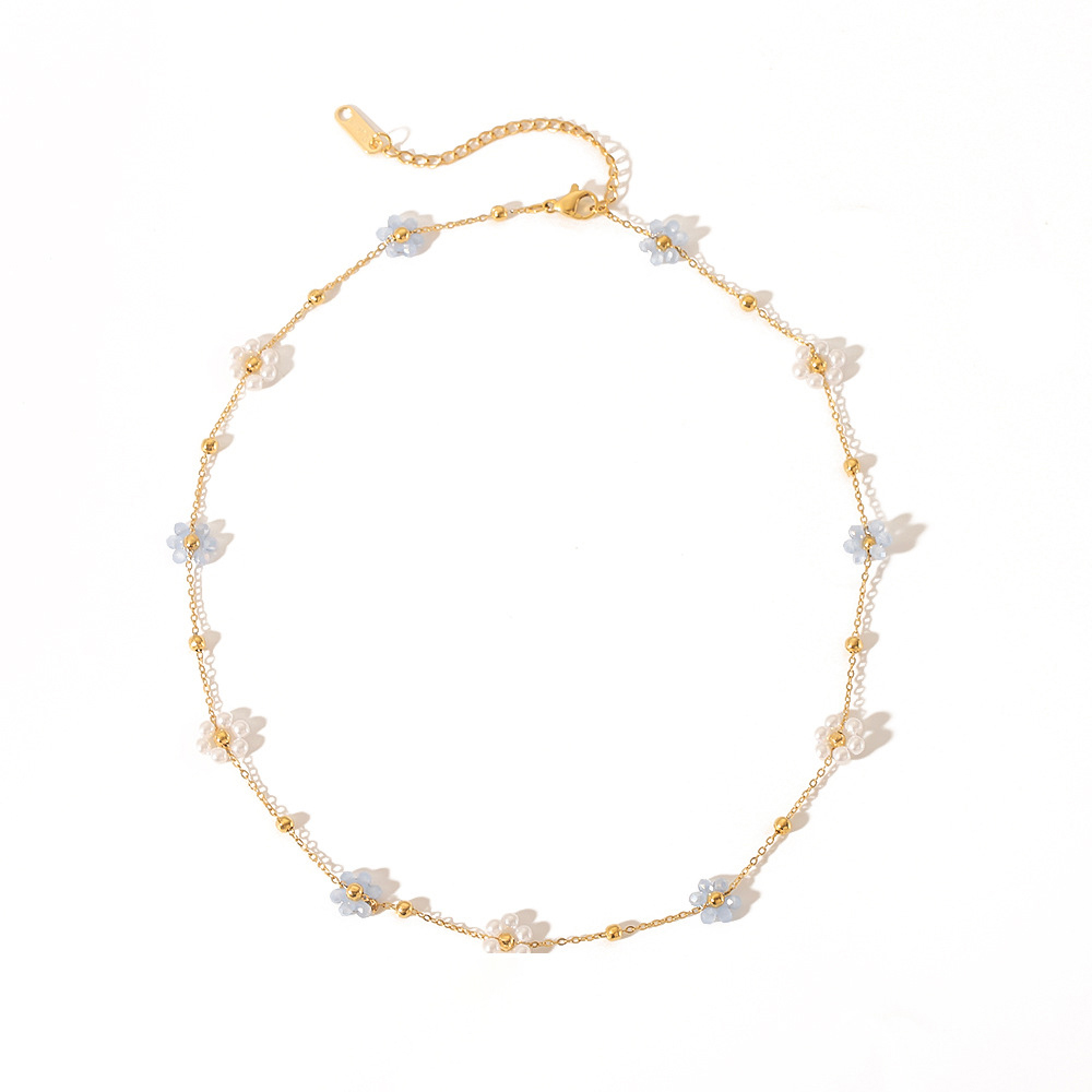 Ins Cute Colourful Flower PVD Plated Stainless Steel Necklace