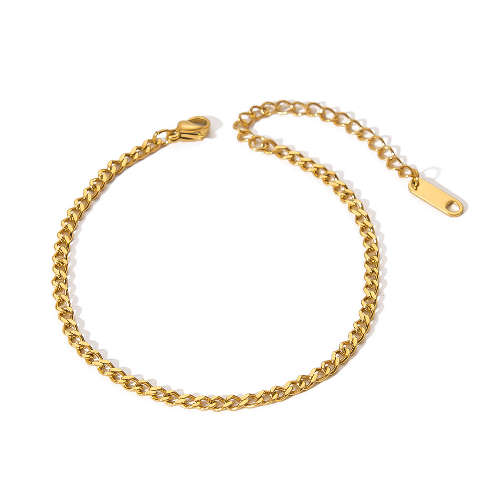 Fashion Stainless Steel Curb Chain Bracelet in 18k Gold