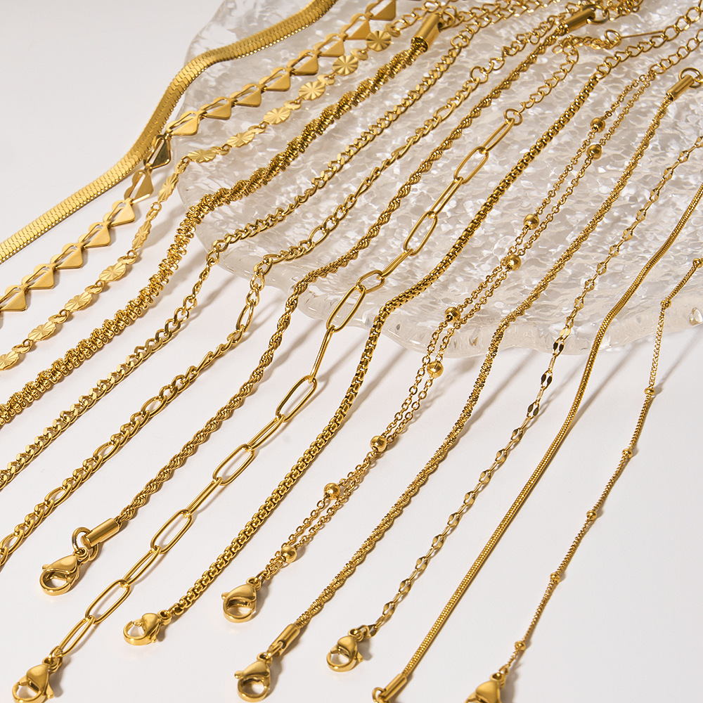 Classic Single Chain Bracelet Gold Plated Stainless Steel