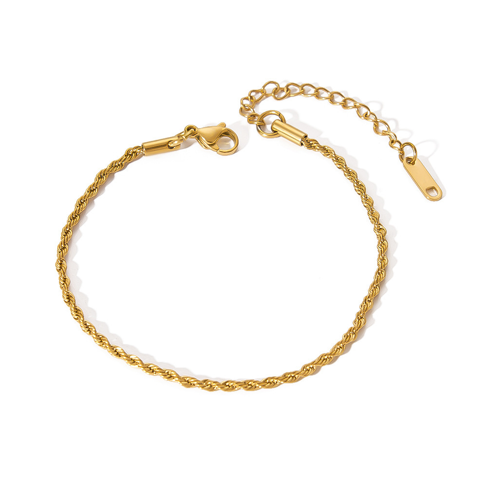 Classic Gold Plated Rope Bracelet 18k Stainless Steel