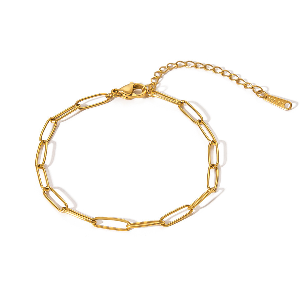 Classic Single Chain Bracelet Gold Plated Stainless Steel