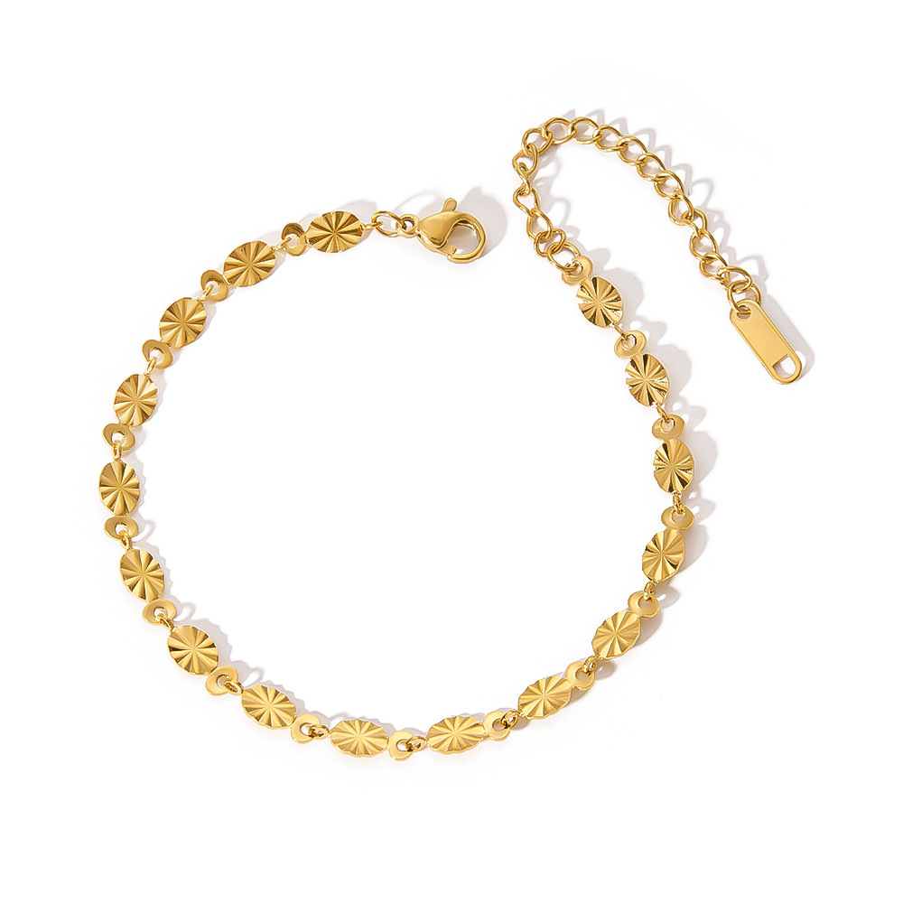 Minimalist Gold Oval Petal Bracelet Stainless Steel
