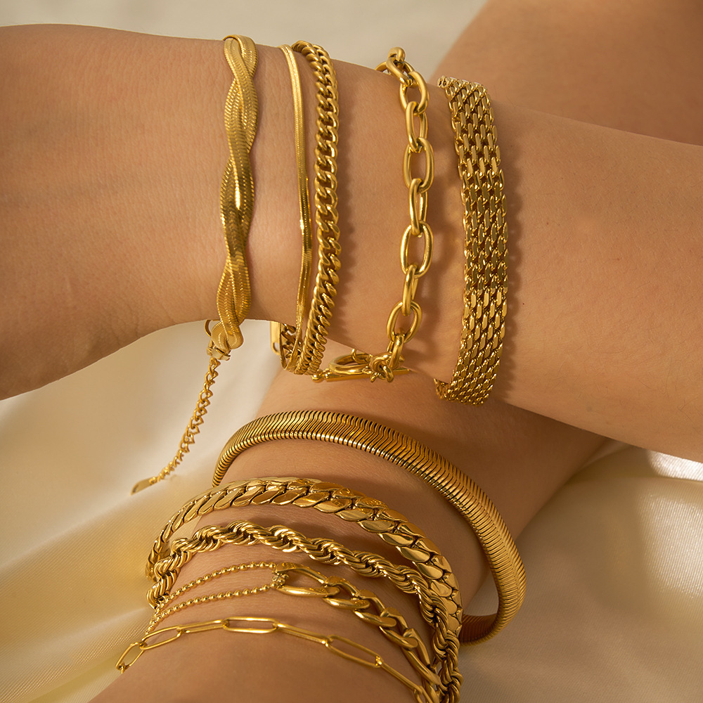 Classic 18k Gold Plated Stainless Steel Cuban Bracelet