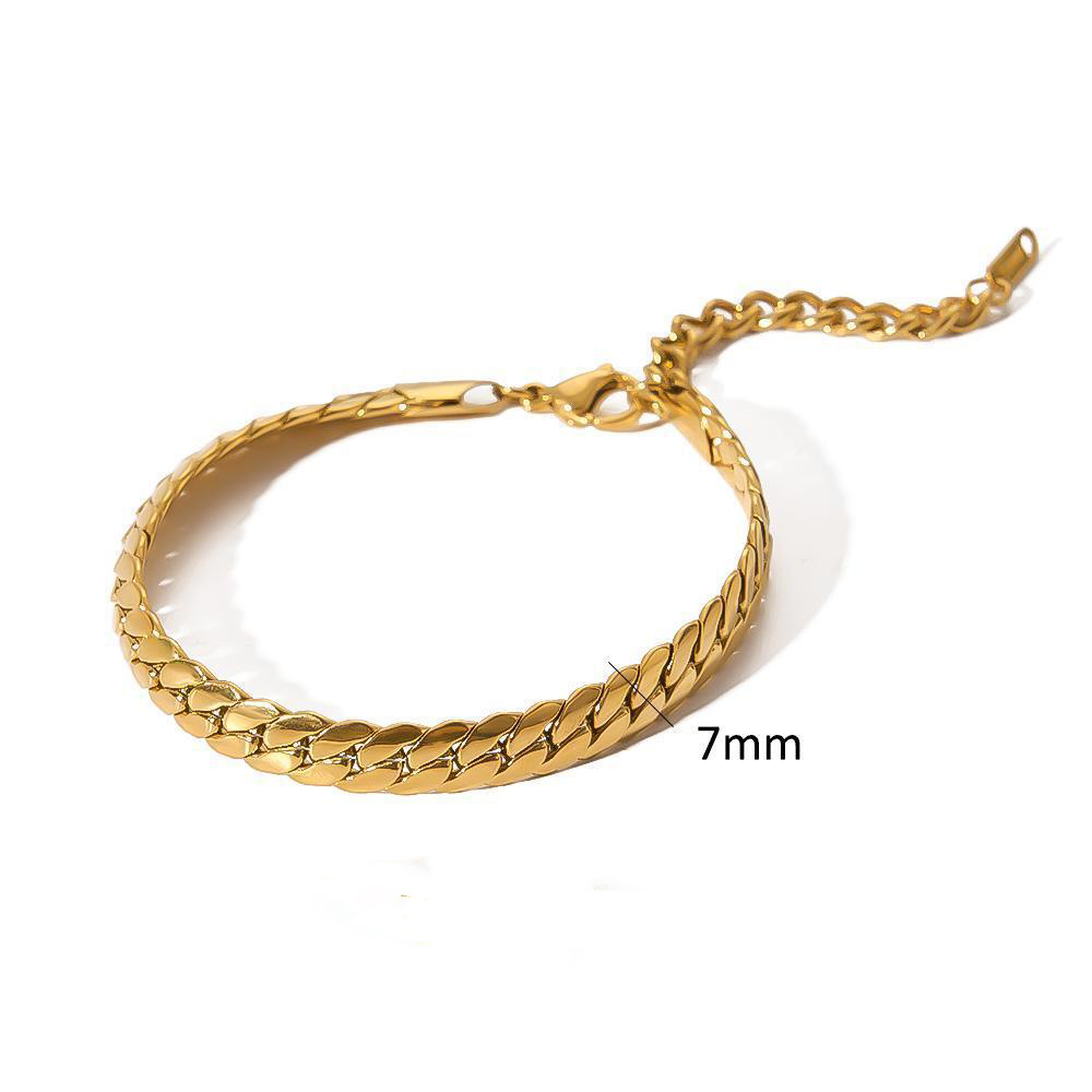 Classic 18k Gold Plated Stainless Steel Cuban Bracelet