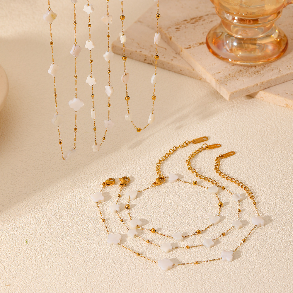 French White Shell Collection Bracelet Stainless Steel