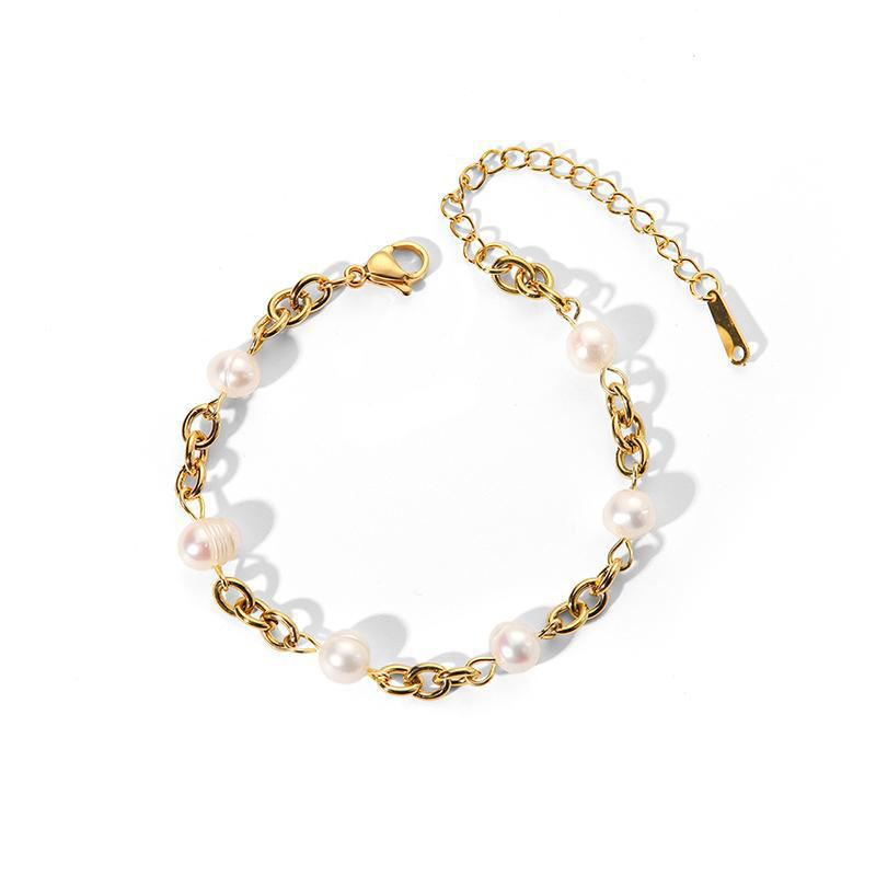 Glossy 18k Gold Stainless Steel Bracelet Vacuum Plated