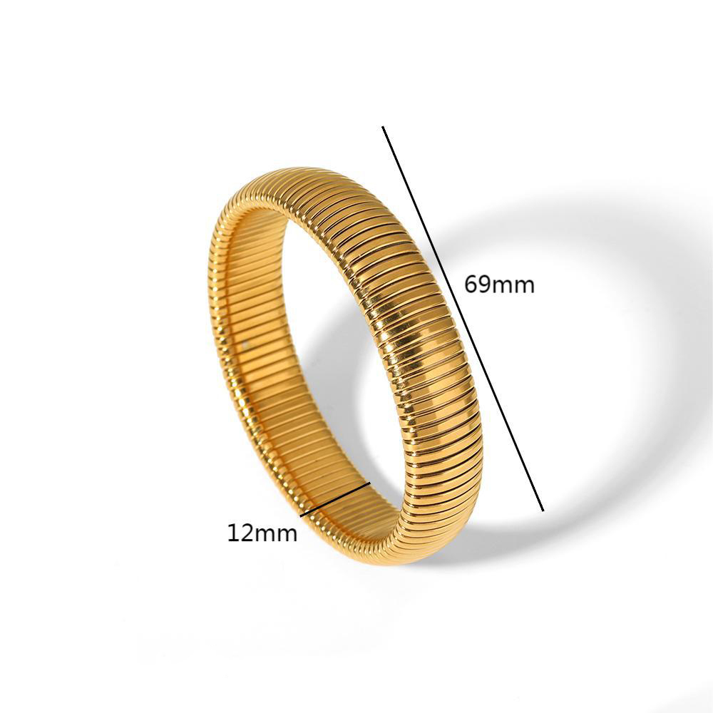 Minimalistic 18K Gold Plated Stainless Steel Stretch Bangle