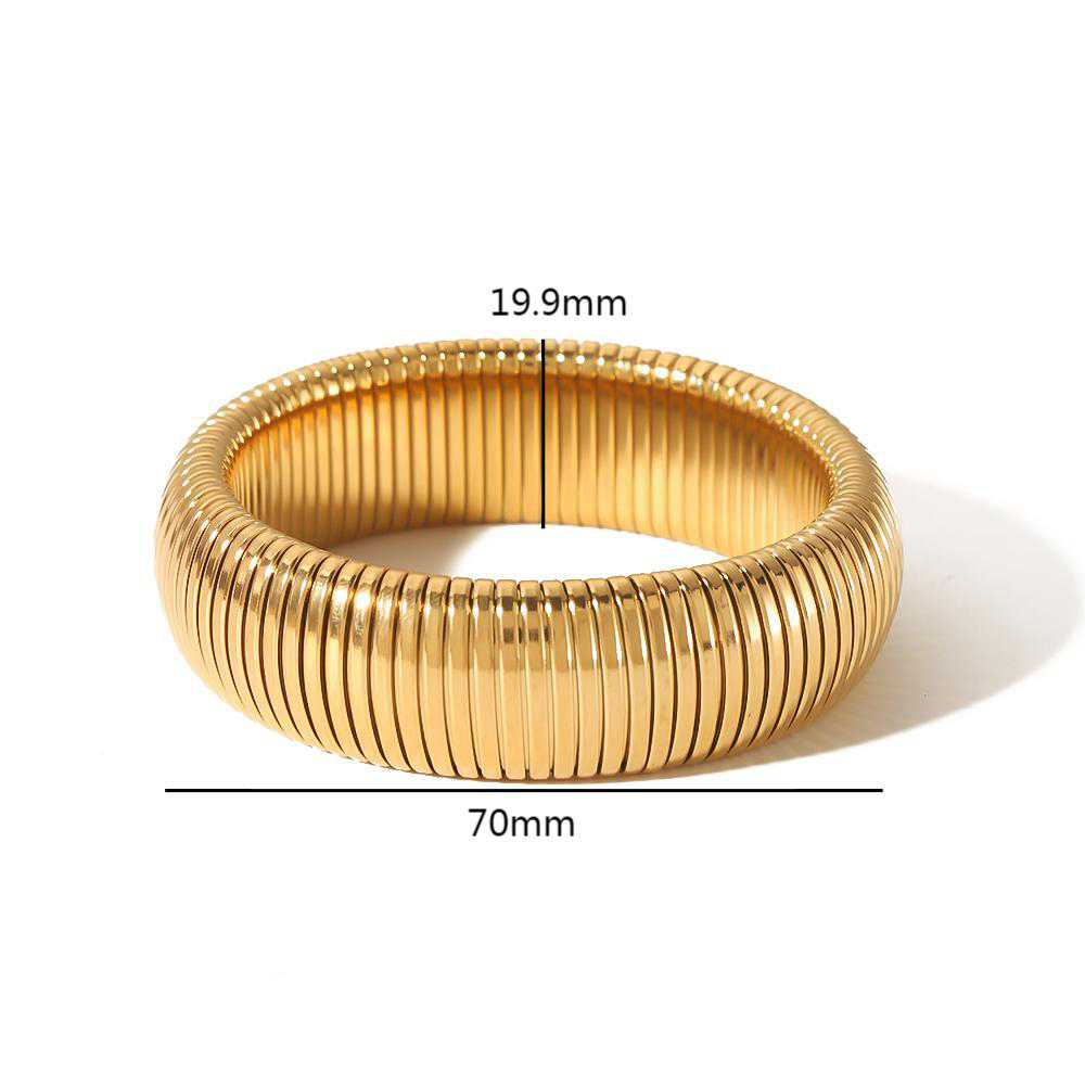 Minimalistic 18K Gold Plated Stainless Steel Stretch Bangle