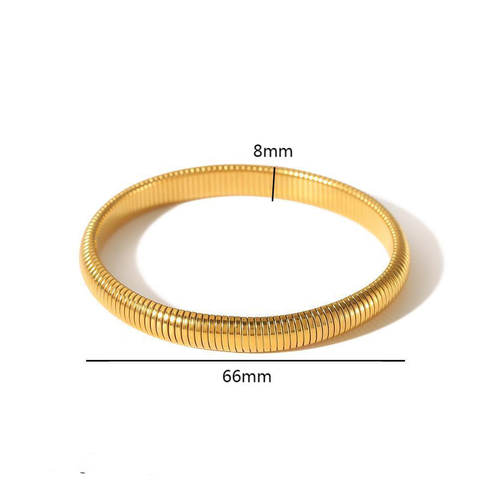 Minimalistic 18K Gold Plated Stainless Steel Stretch Bangle
