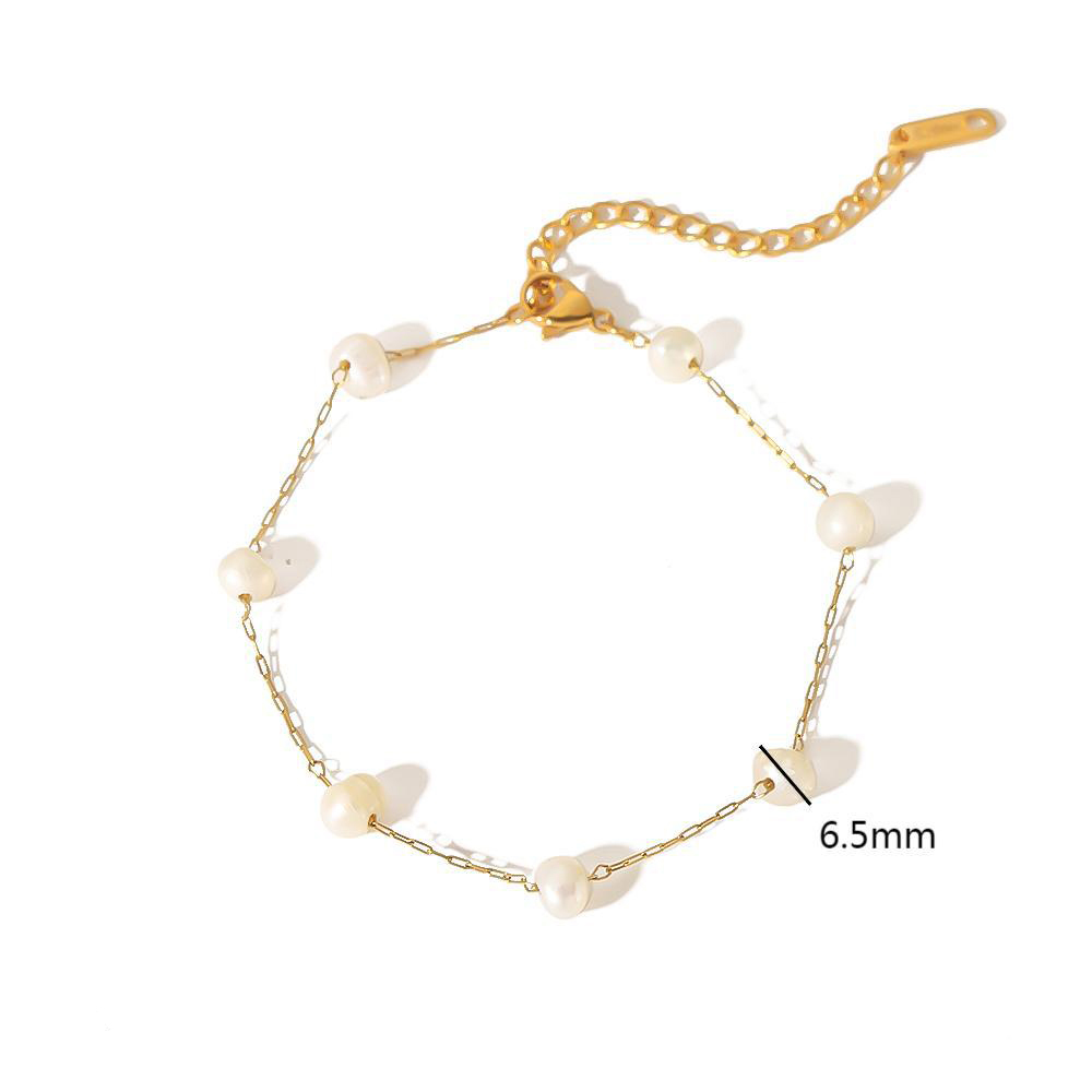 Natural Freshwater Pearl Bracelet 18k Gold Stainless Steel