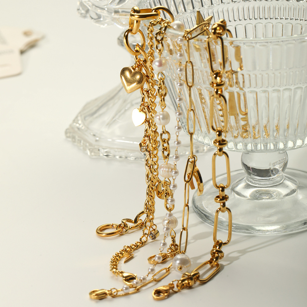 Glossy 18k Gold Stainless Steel Chain Bracelet Vacuum Plated