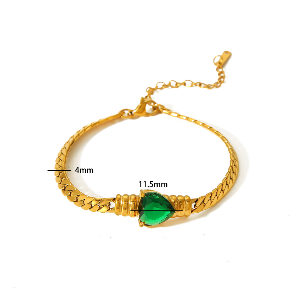 INS Love Colourful Zirconia Bracelet 18K Gold Stainless Steel