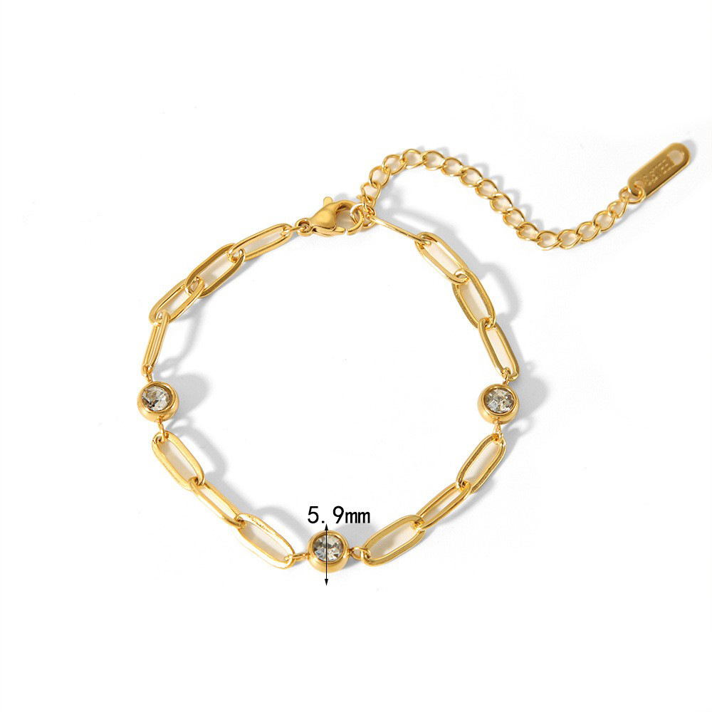 Stylish 18K Gold Plated Stainless Steel with Three Zirconias