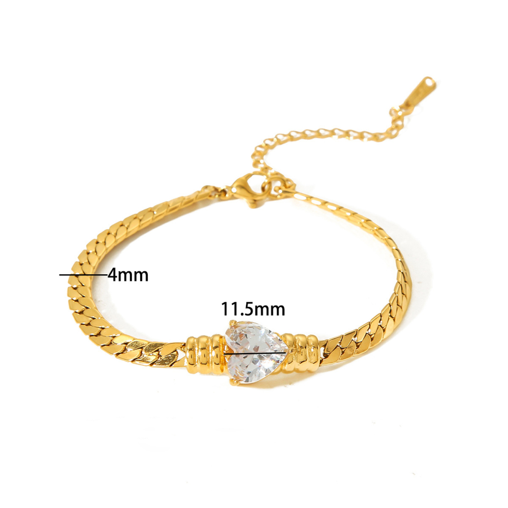 INS Love Colourful Zirconia Bracelet 18K Gold Stainless Steel