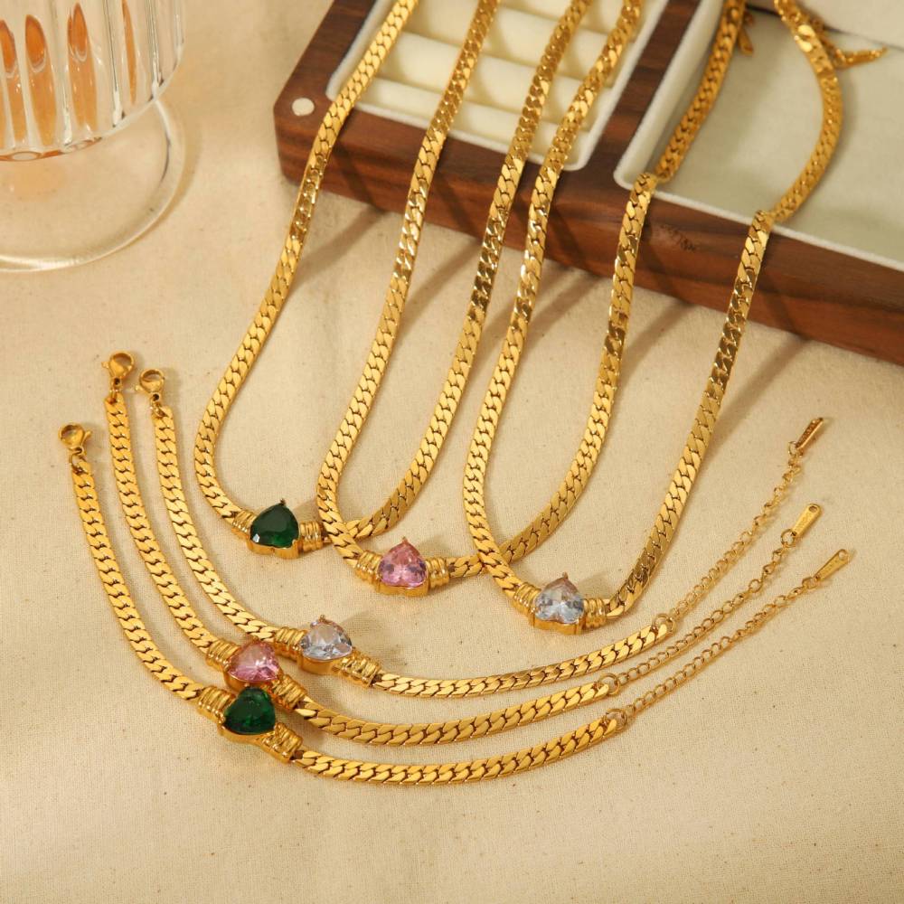 INS Love Colourful Zirconia Bracelet 18K Gold Stainless Steel