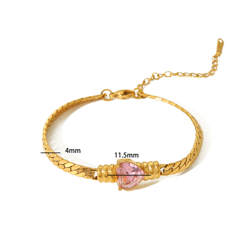 INS Love Colourful Zirconia Bracelet 18K Gold Stainless Steel