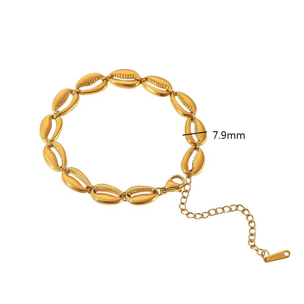 Stainless Steel Hollowed Shell 18K Gold Bracelet