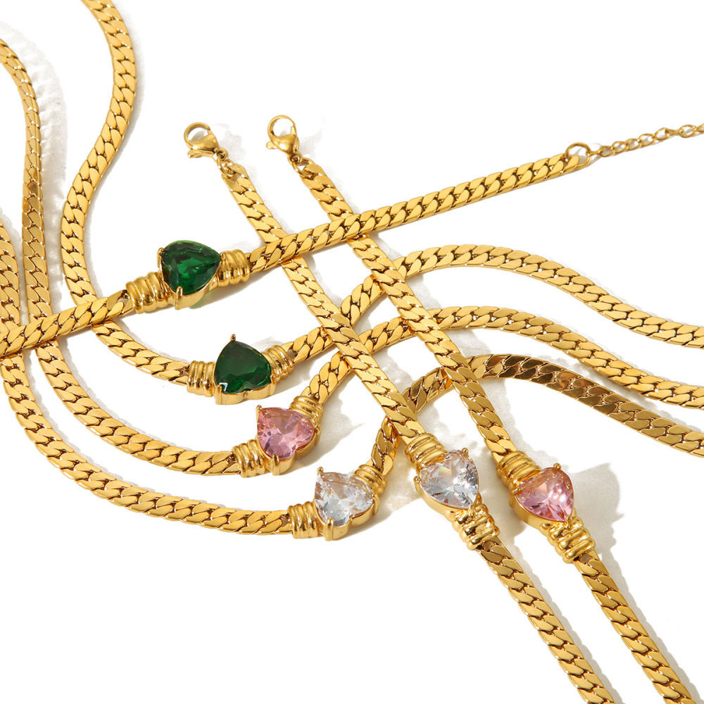 INS Love Colourful Zirconia Bracelet 18K Gold Stainless Steel