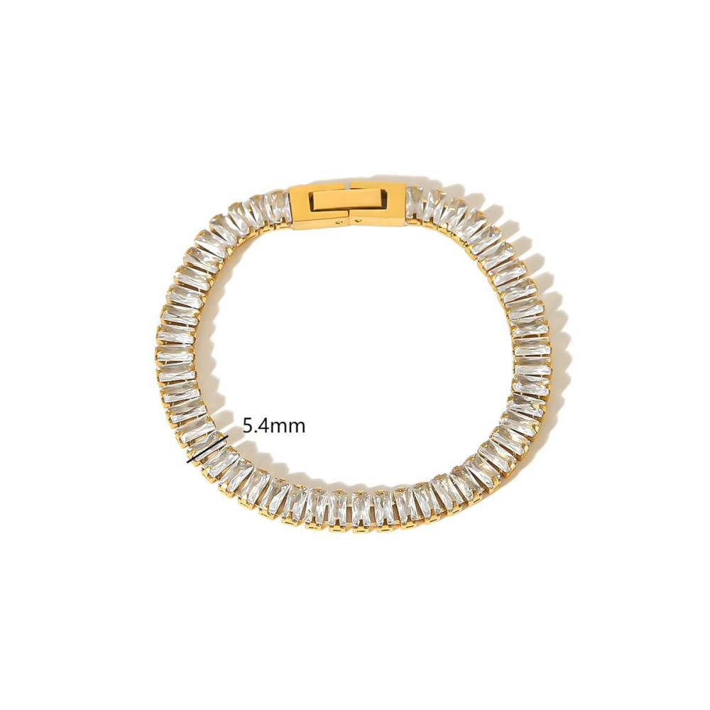 Stainless Steel Bracelet in 18K Gold with White Zirconia