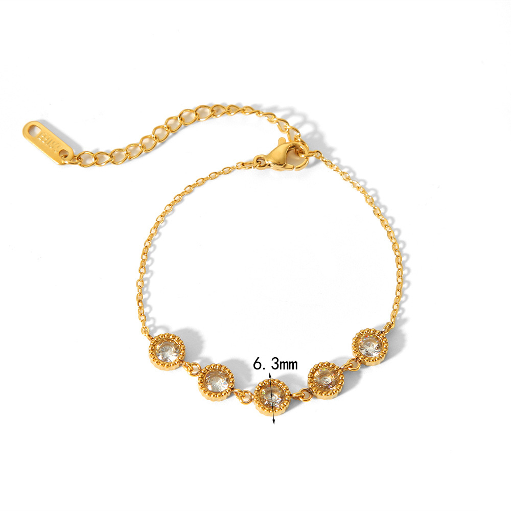 Simple 18K Gold Plated Stainless Steel with Zirconia Geometric Bracelet