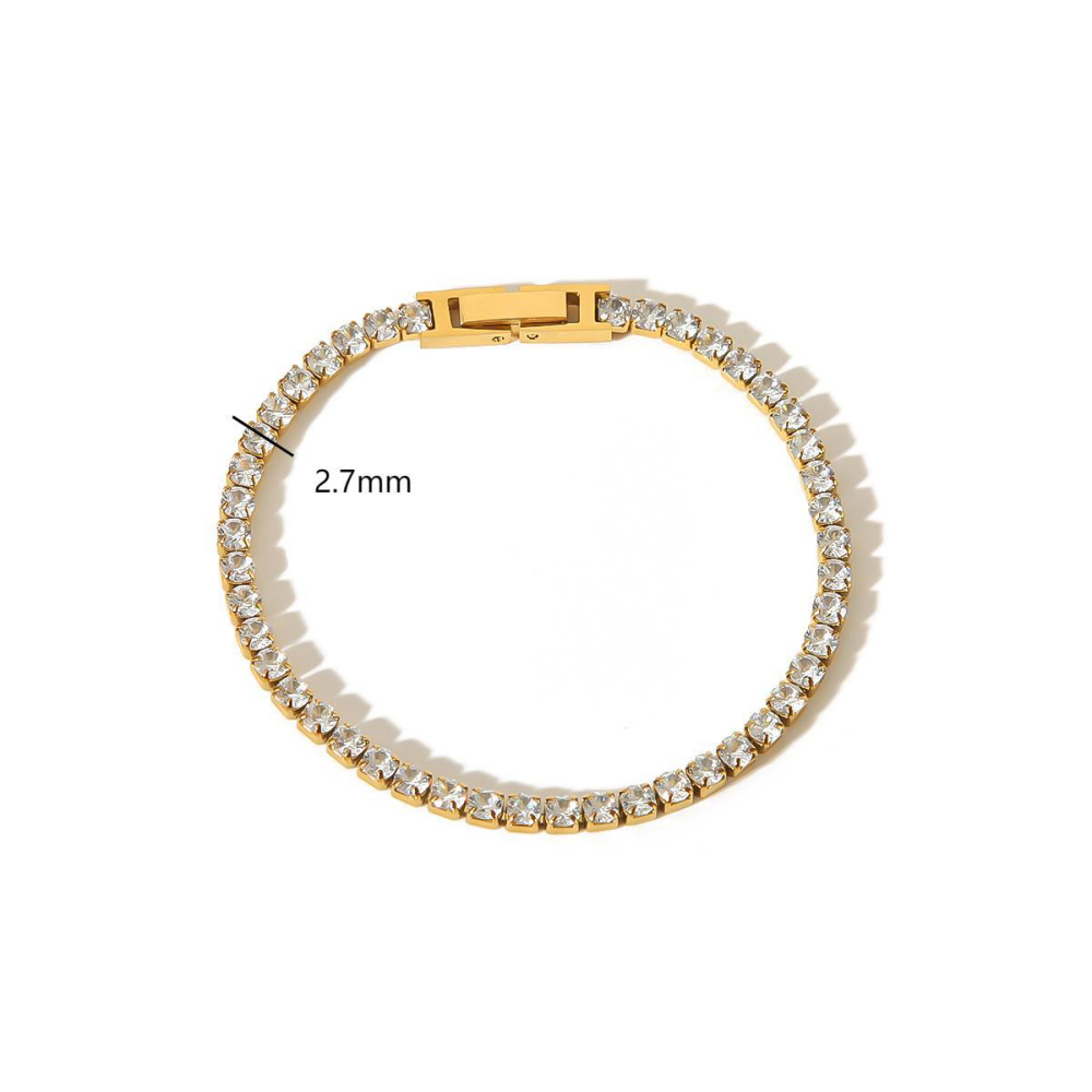 Elegant Stainless Steel Bracelet in 18k Gold with Colors Zirconias