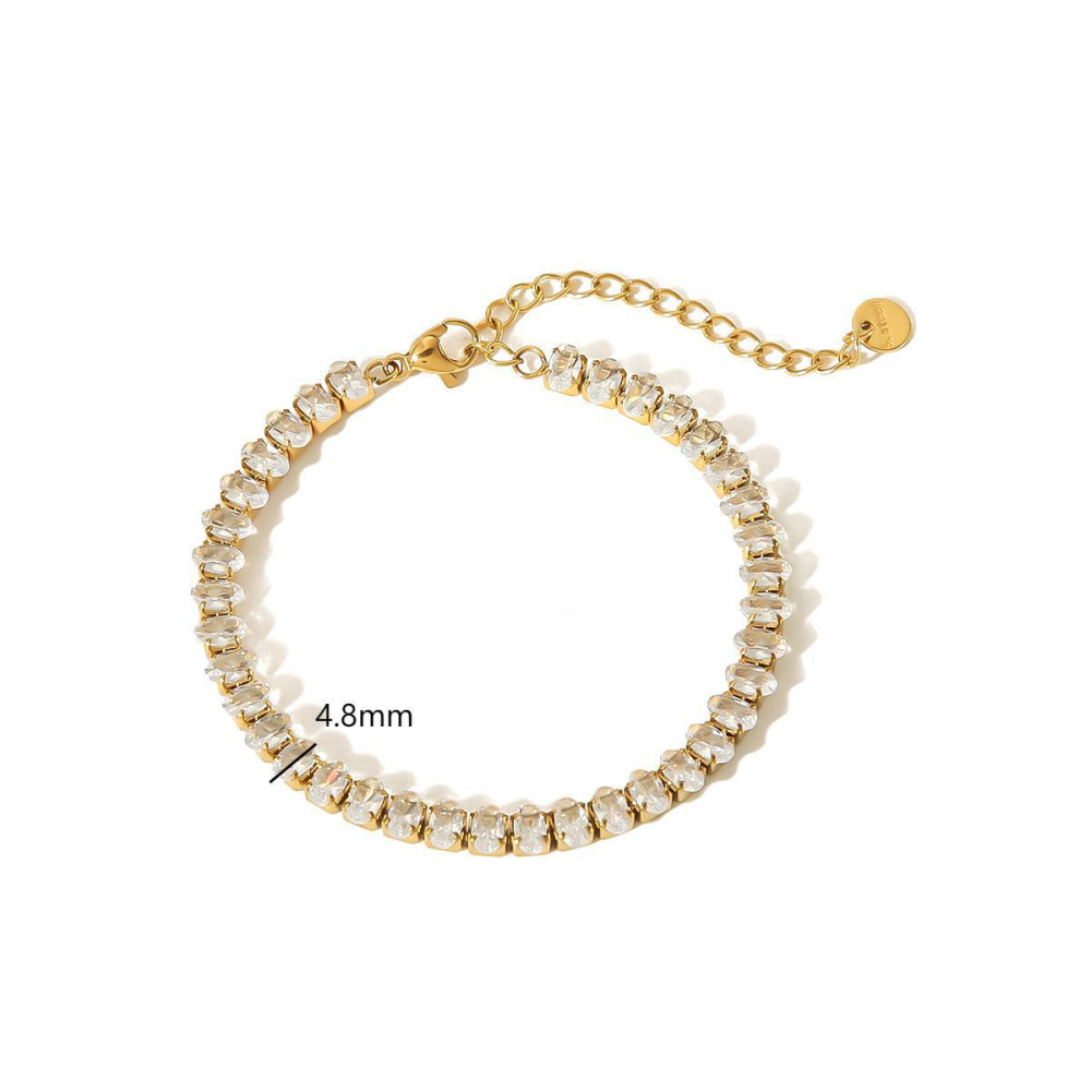 Geometric Stainless Steel Bracelet in 18K Gold with Zirconia