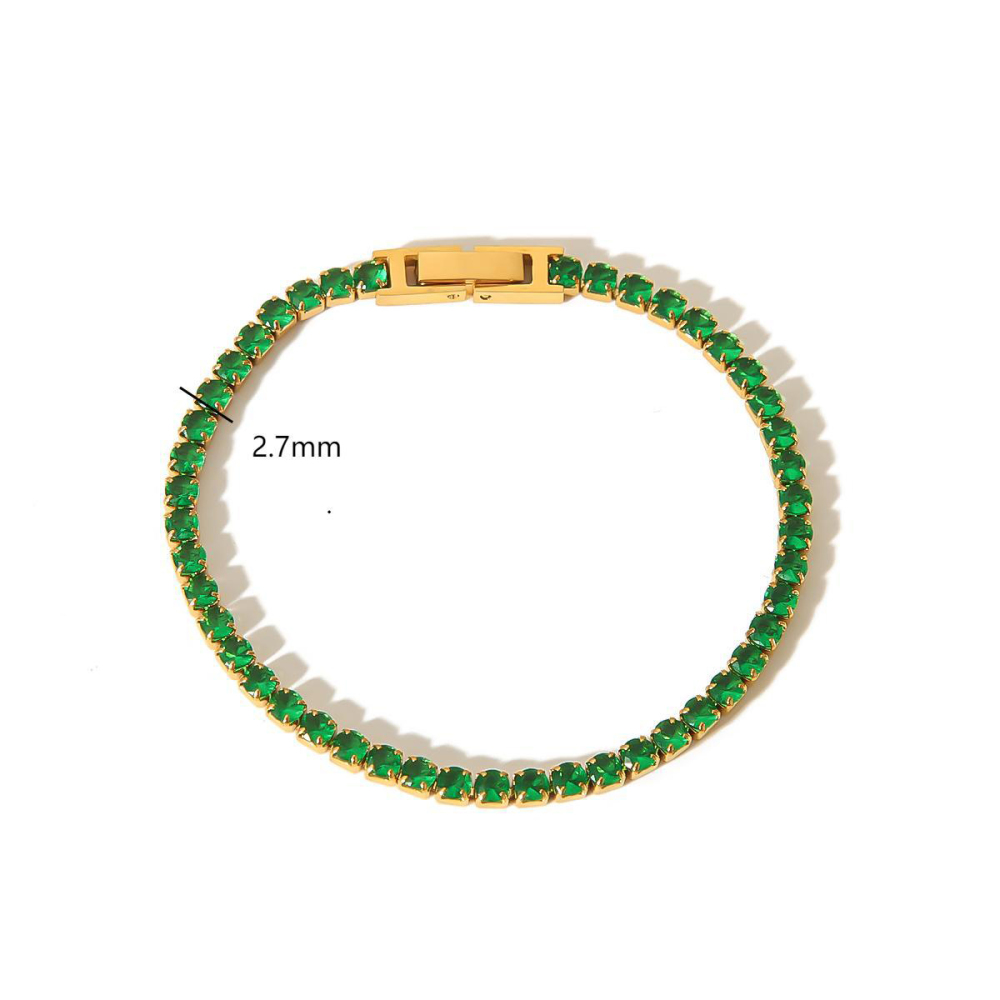 Elegant Stainless Steel Bracelet in 18k Gold with Colors Zirconias
