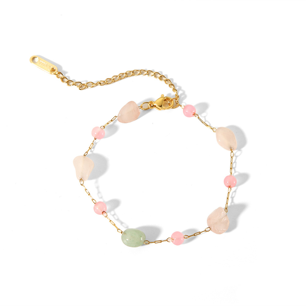 Crisp Colors Natural Stone Bracelet 18K Gold Stainless Steel
