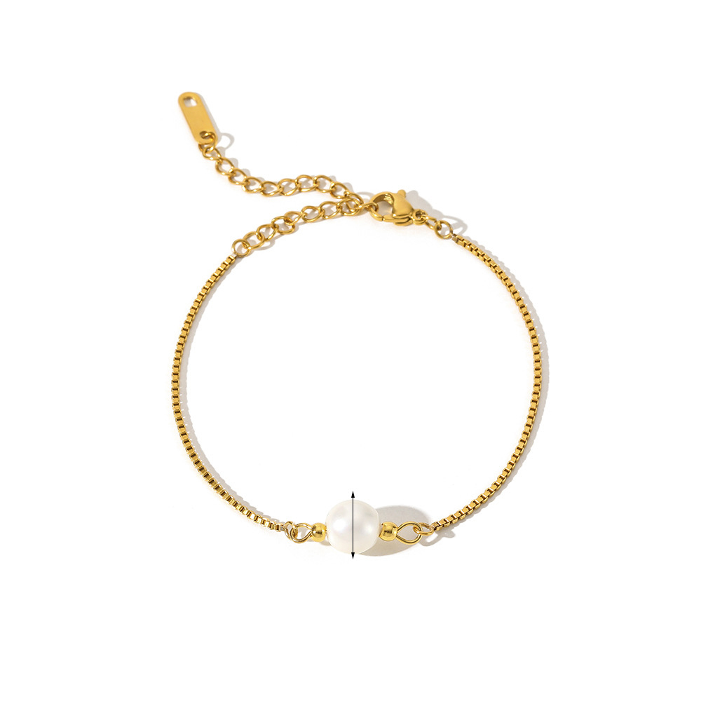 INS Style Pearl Bracelet 18K Gold Stainless Steel PVD Plating
