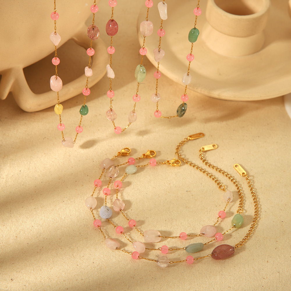 Crisp Colors Natural Stone Bracelet 18K Gold Stainless Steel