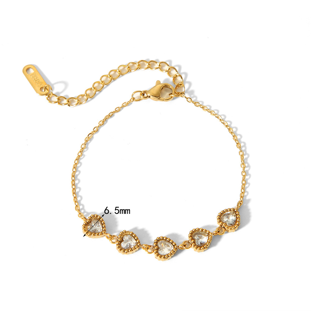 Simple 18K Gold Plated Stainless Steel with Zirconia Geometric Bracelet