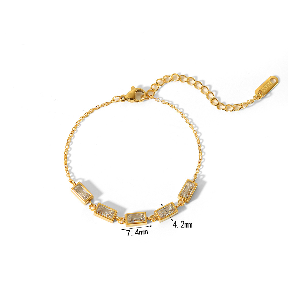Simple 18K Gold Plated Stainless Steel with Zirconia Geometric Bracelet