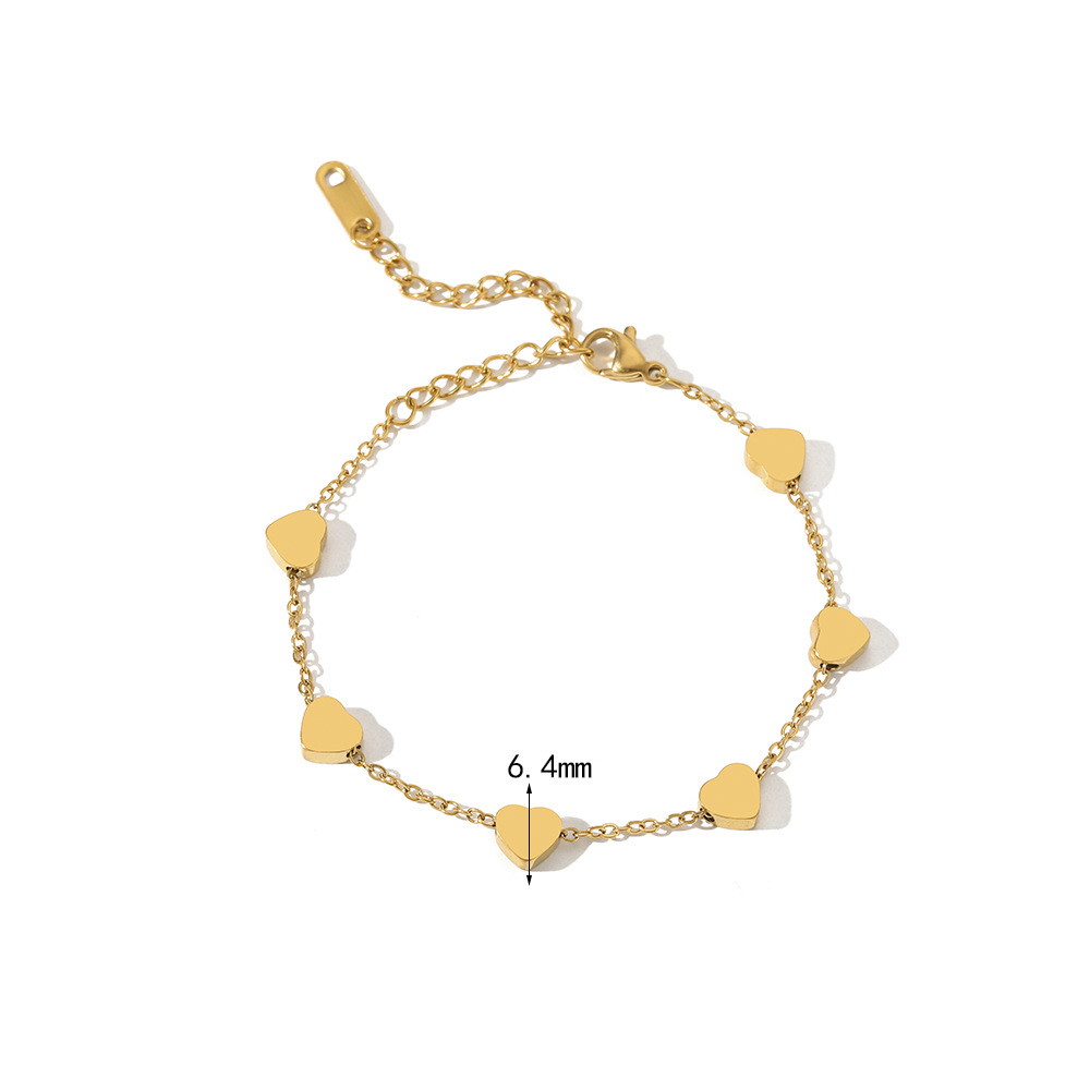 Simple PVD Coated Heart Bracelet Stainless Steel
