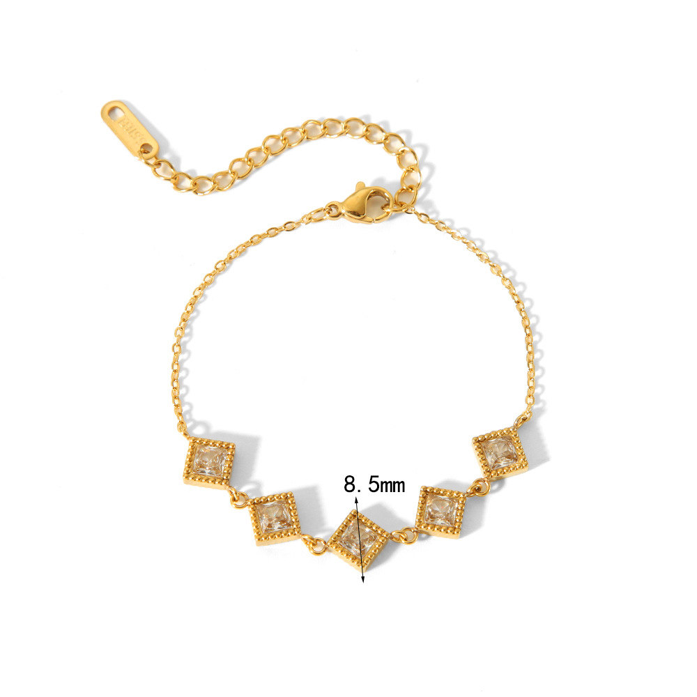 Simple 18K Gold Plated Stainless Steel with Zirconia Geometric Bracelet
