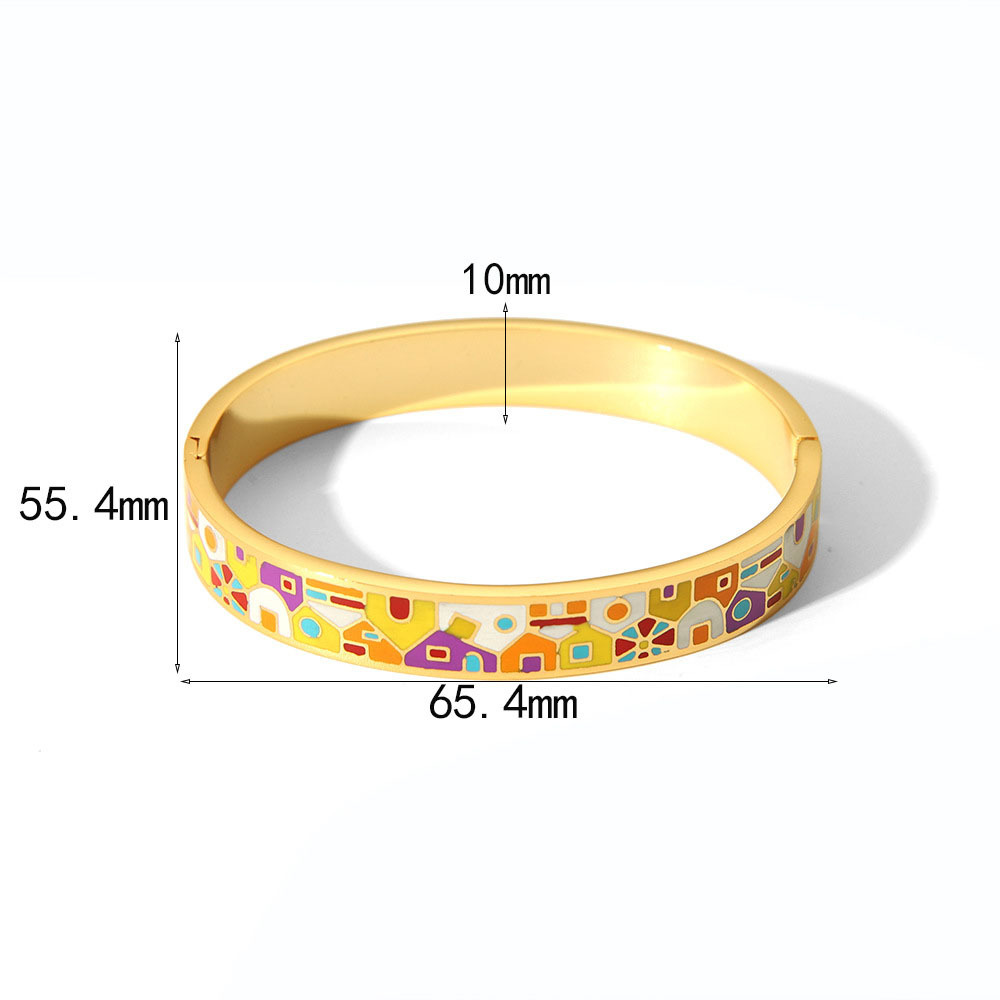 18K Gold Stainless Steel Painted Enamel Bangle PVD Plated