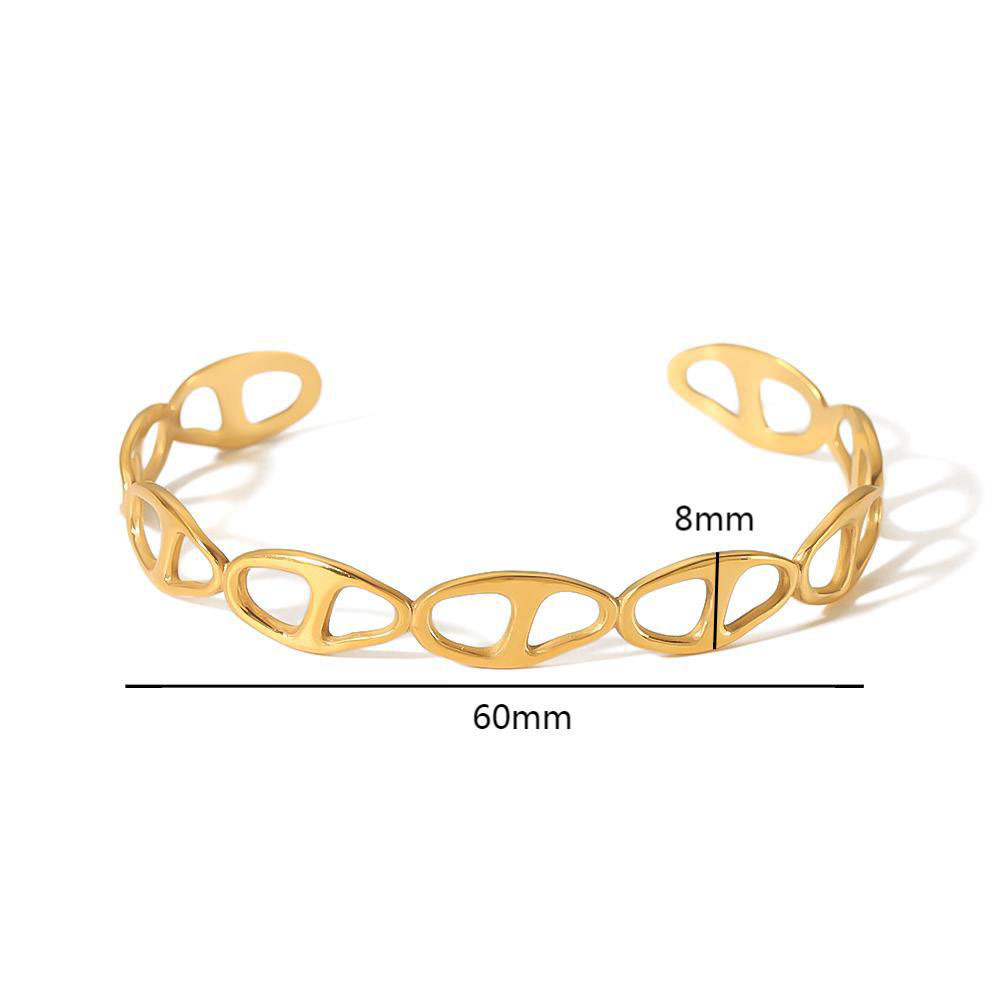 Gold-plated Loop Open Bangle in Stainless Steel (Colours in Gold and Silver)