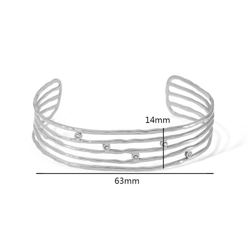 Stainless Steel Multi-Layers Clip On Rhinestone Bangle(gold and silver)