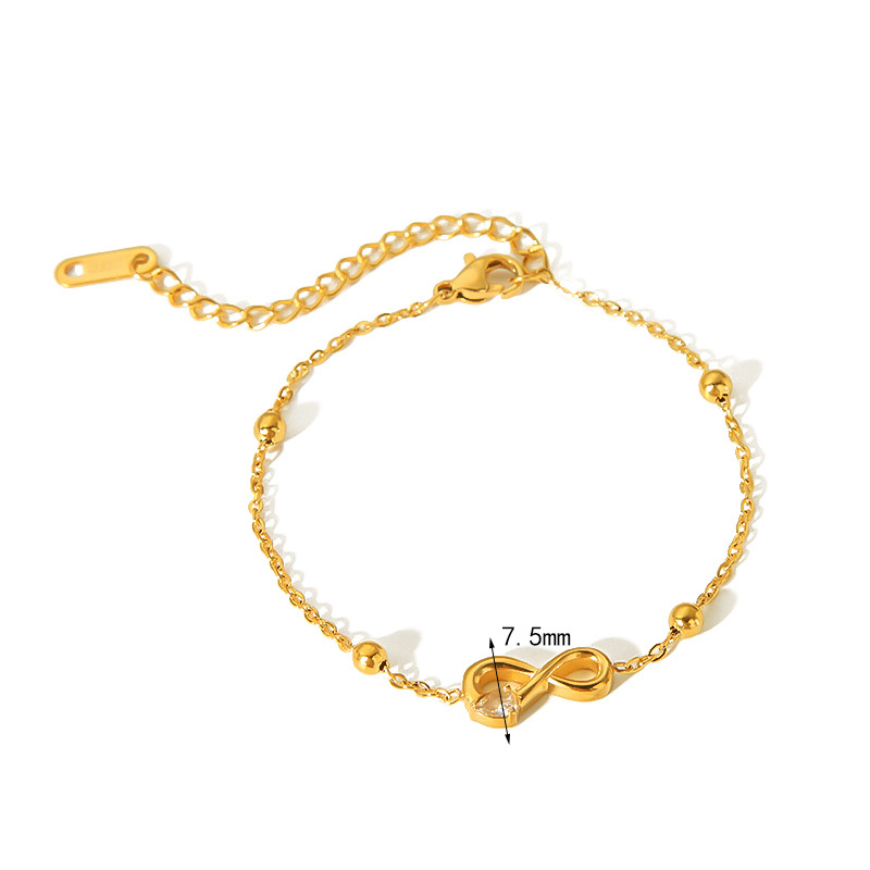 PVD Coated Stainless Steel Station Bracelet with Bow