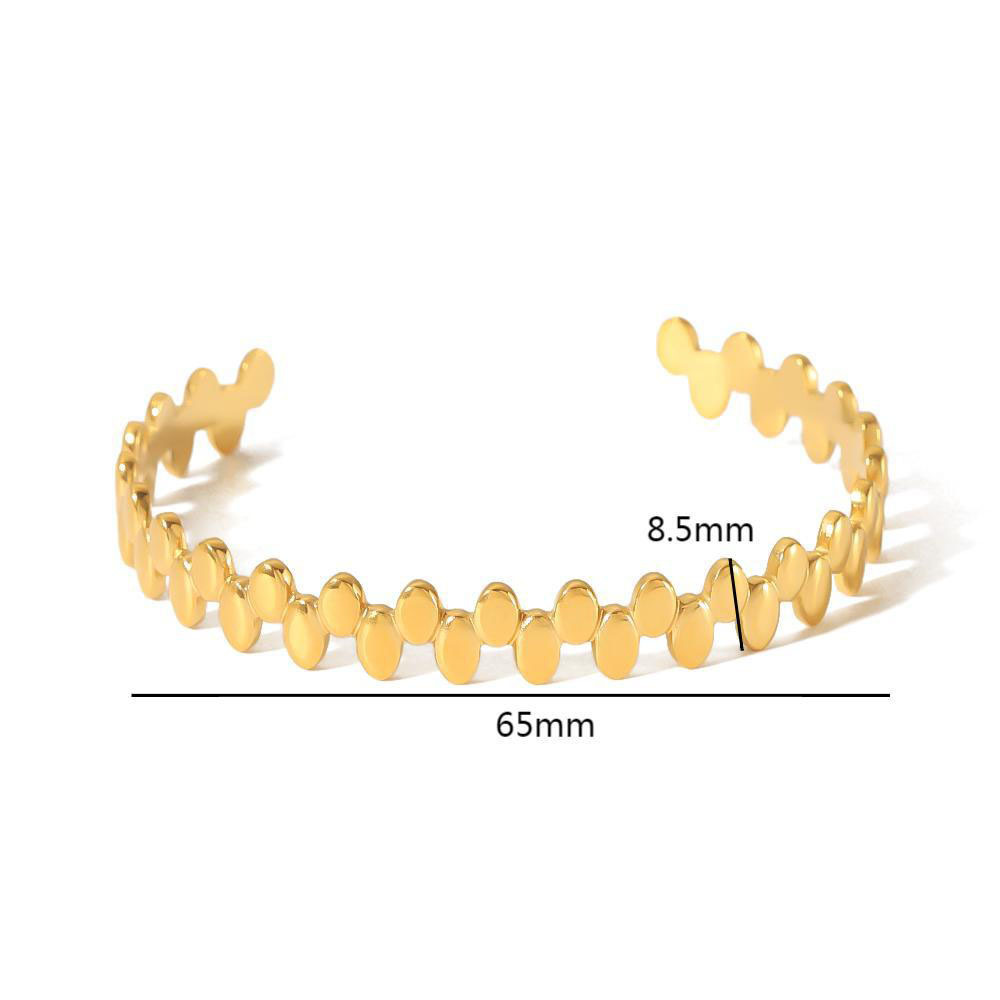 Glossy Stainless Steel Open Bangle Vacuum Plated (colors in gold and silver)