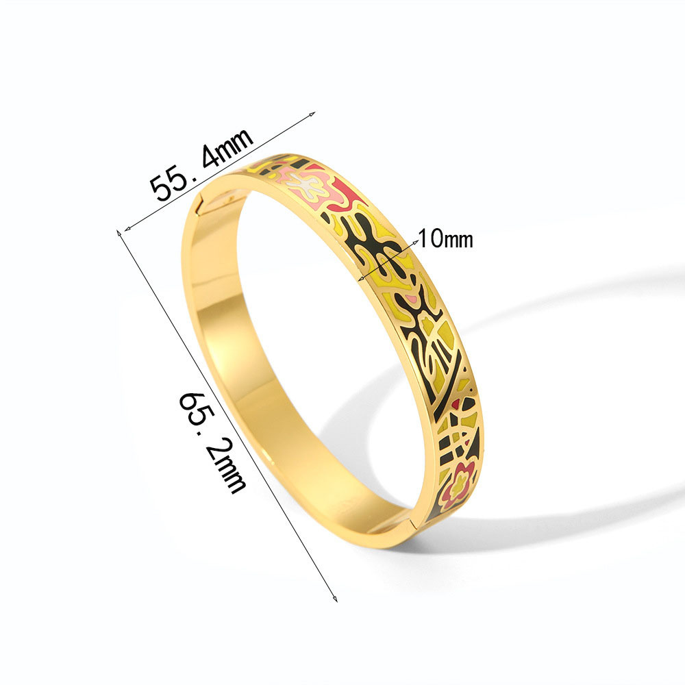 18K Gold Stainless Steel Painted Enamel Bangle PVD Plated