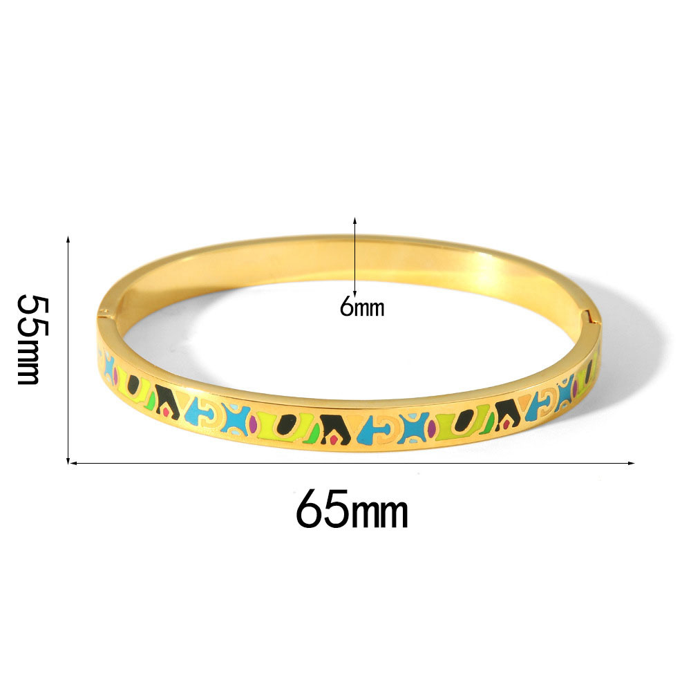 18K Gold Stainless Steel Painted Enamel Bangle PVD Plated