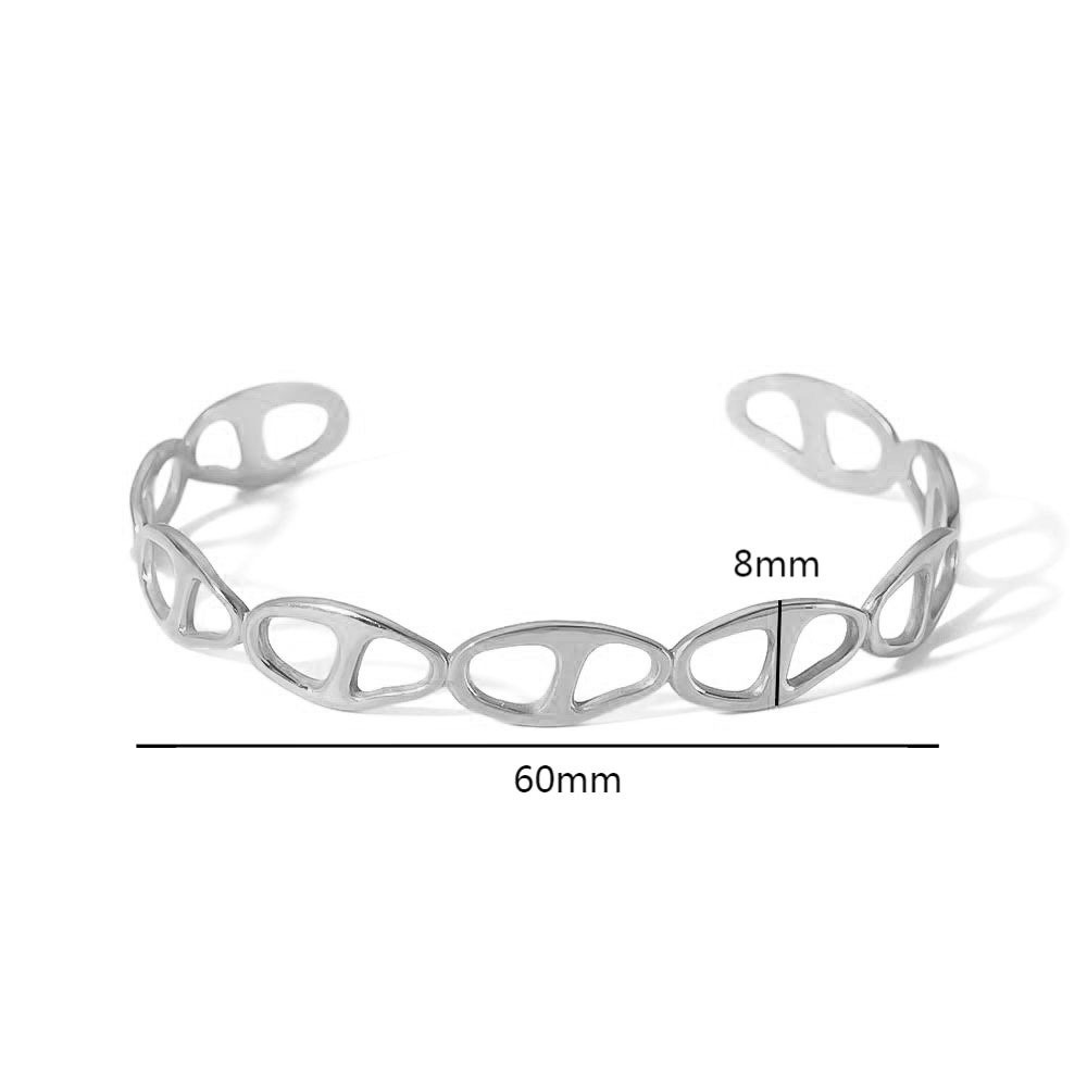 Gold-plated Loop Open Bangle in Stainless Steel (Colours in Gold and Silver)